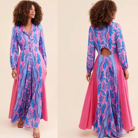 Anthropologie Dresses & Skirts - Anthropologie Kahindo Ouaga Maxi Dress Punk & Blue Women’s Size 6